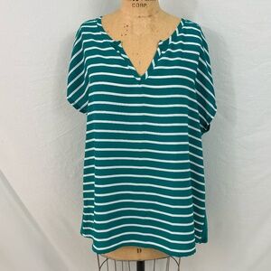 Lane Bryant Outlet NWT Women's Striped Cap Sleeve V-Neck Blouse Size 14/16